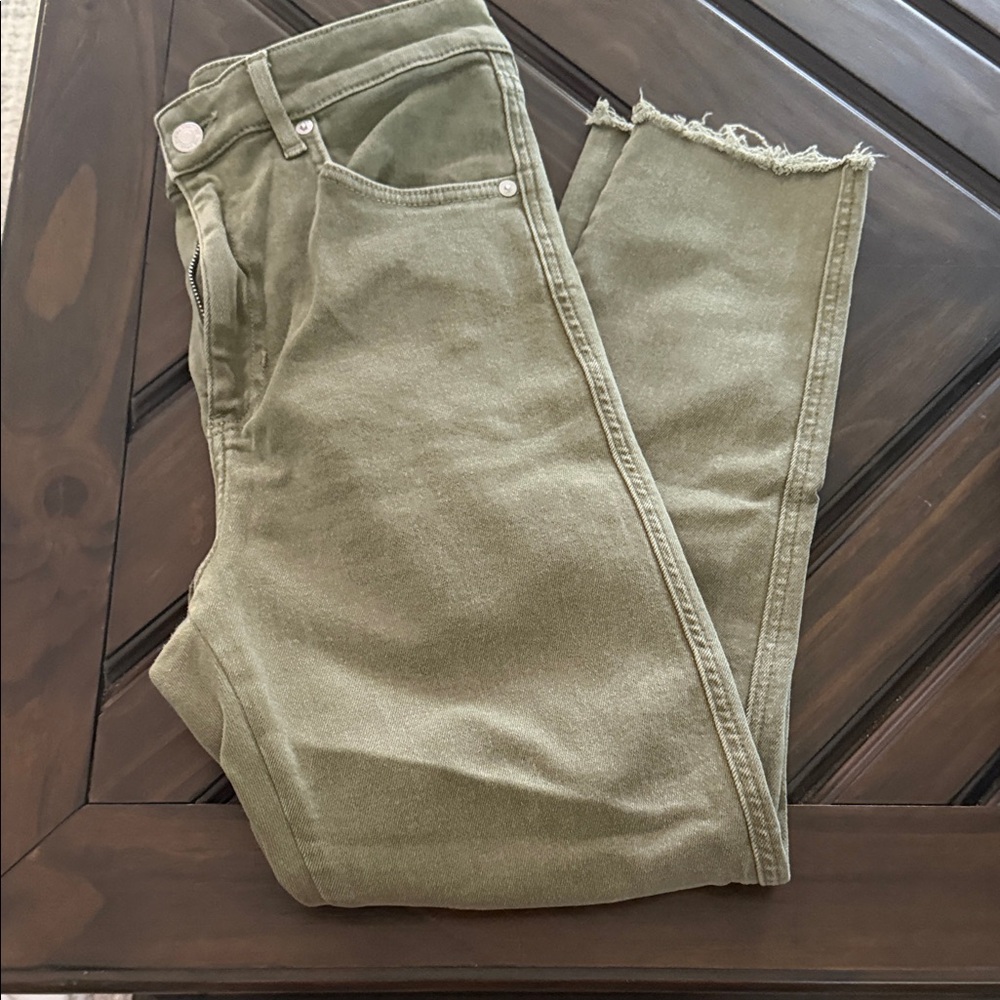 We The Free Olive Straight Leg Jeans with Raw Hem